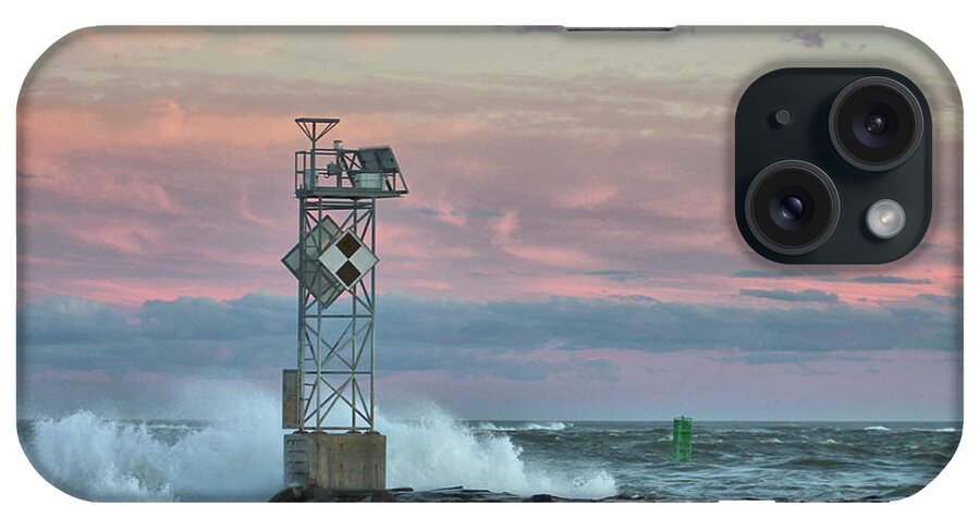 Inlet iPhone Case featuring the photograph Inlet Jetty Waves At Sunset by Robert Banach