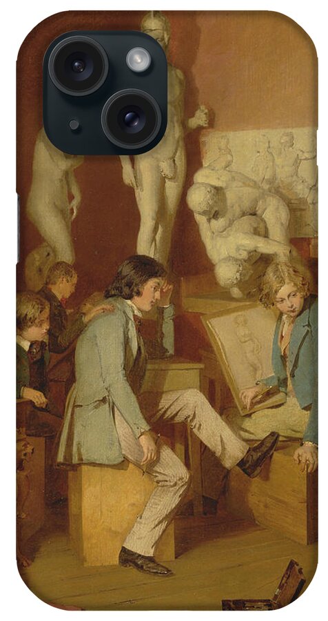 19th Century Art iPhone Case featuring the painting Interior of an Academy - The Critics by William Stewart