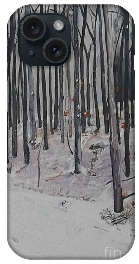 Acrylic Painting iPhone Case featuring the painting Into The Woods by Denise Morgan