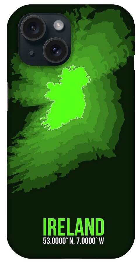 Ireland iPhone Case featuring the pyrography Ireland Radiant Map 2 by Naxart Studio