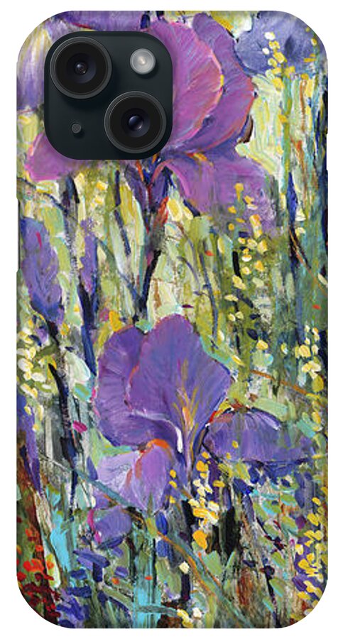 Flower iPhone Case featuring the painting Iris Field I by Tim Otoole