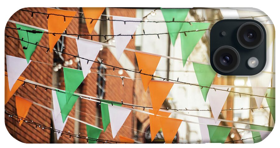 Irish iPhone Case featuring the photograph Irish flags garlands by Delphimages Dublin Photography
