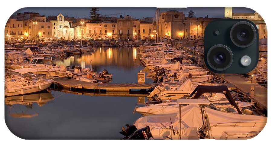 In A Row iPhone Case featuring the photograph Italy, Puglia, Trani, Boats Docked At by Peter Adams