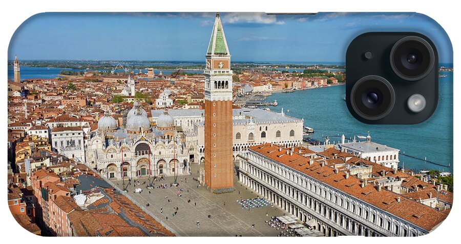 Estock iPhone Case featuring the digital art Italy, Veneto, Venetian Lagoon, Adriatic Coast, Venezia District, Venice, St Mark's Square, Piazza San Marco From Above. by Massimo Ripani