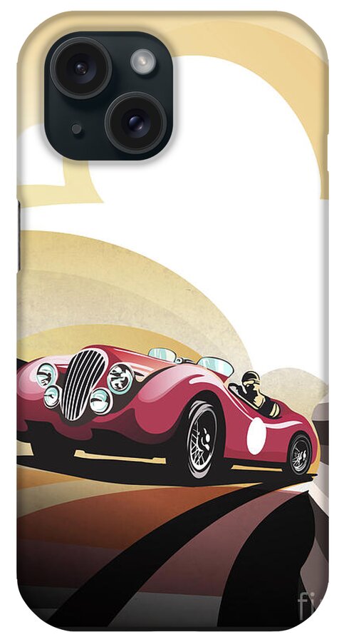 Classic Car iPhone Case featuring the painting Jaguar XK 120 by Sassan Filsoof