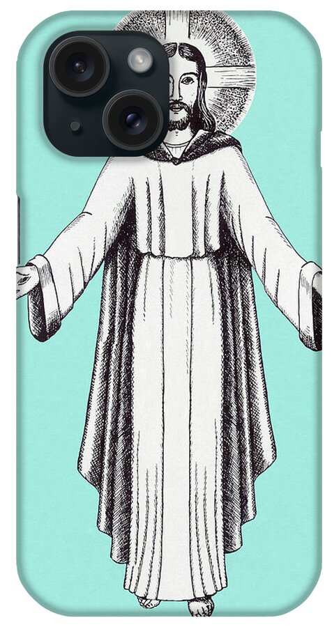 Adult iPhone Case featuring the drawing Jesus With Halo by CSA Images