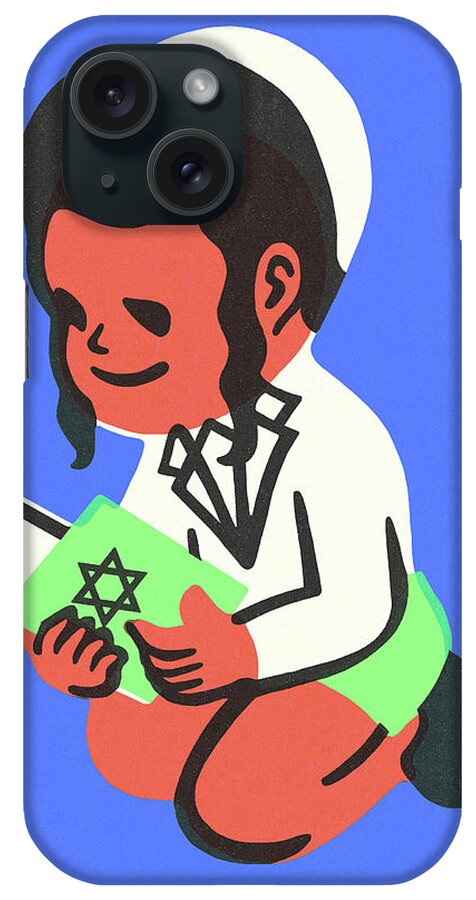 Apparel iPhone Case featuring the drawing Jewish Boy Kneeling by CSA Images
