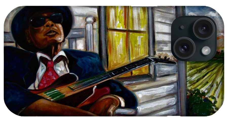 Black Music iPhone Case featuring the painting John Lee Hooker by Emery Franklin