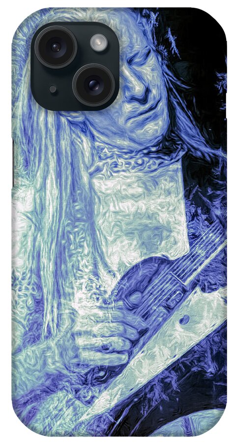  Johnny Winter iPhone Case featuring the mixed media Johnny Winter Blues Guitarist by Mal Bray