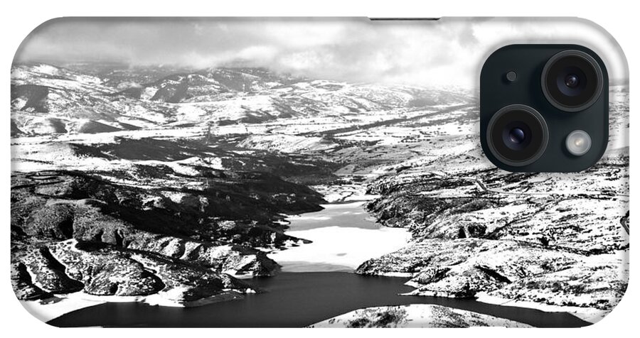 Deer Valley iPhone Case featuring the photograph Jordanelle Reservoir Winter Wonderland Black And White by Adam Jewell