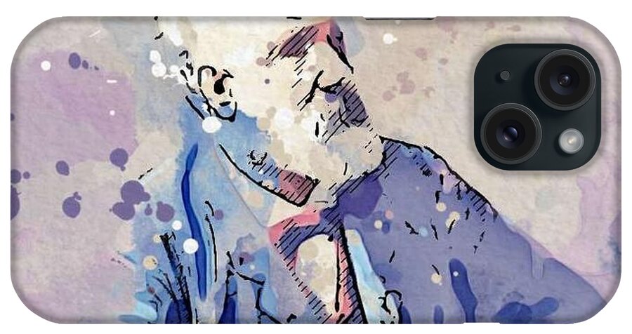 Man iPhone Case featuring the painting Jules Verne ecrivain 1828 - 1905 watercolor by Ahmet Asar by Celestial Images