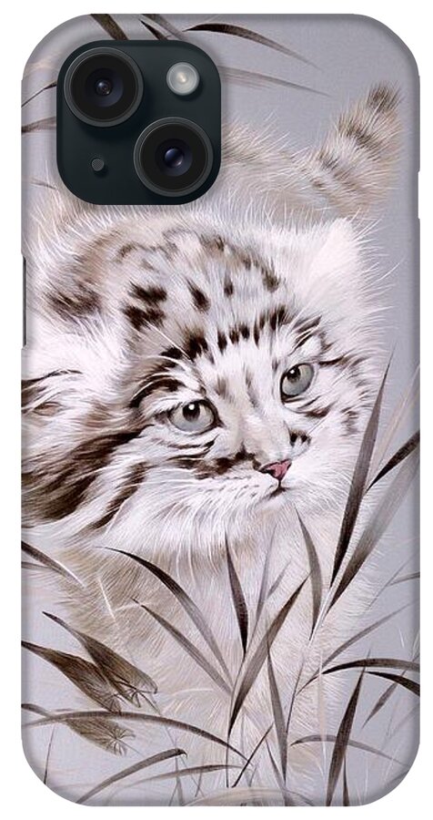 Russian Artists New Wave iPhone Case featuring the painting Jungle Cat by Alina Oseeva