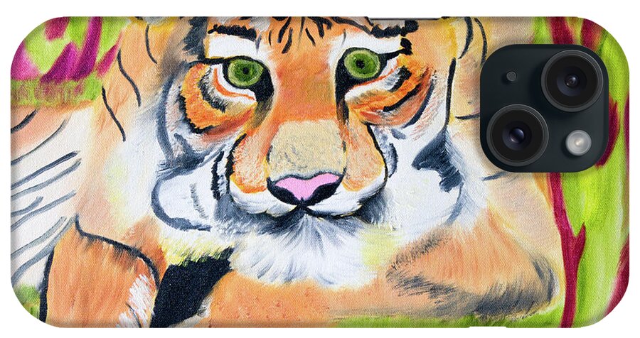 Tiger iPhone Case featuring the painting Jungle Eyes by Meryl Goudey