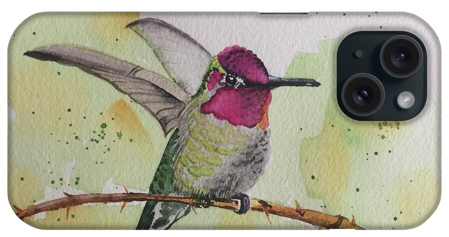 Hummingbird iPhone Case featuring the painting Just Humming Along by Sonja Jones