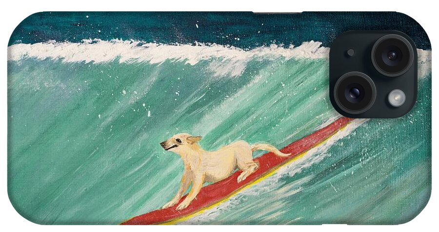 Lab Surfing iPhone Case featuring the painting K9 Up by Elizabeth Mauldin