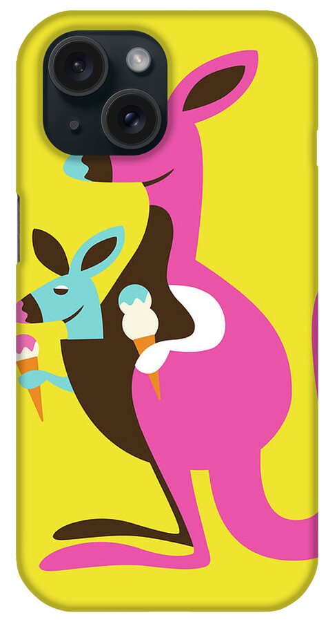 Animal iPhone Case featuring the drawing Kangaroo and Baby by CSA Images