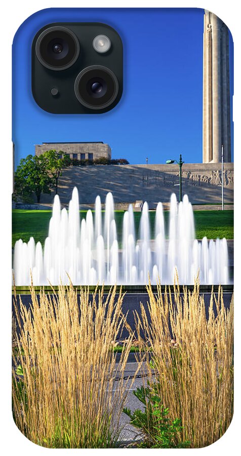 Kansas City iPhone Case featuring the photograph Kansas City Union Station Fountain Under the War Memorial by Gregory Ballos