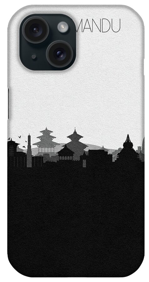 Kathmandu iPhone Case featuring the digital art Kathmandu Cityscape Art by Inspirowl Design