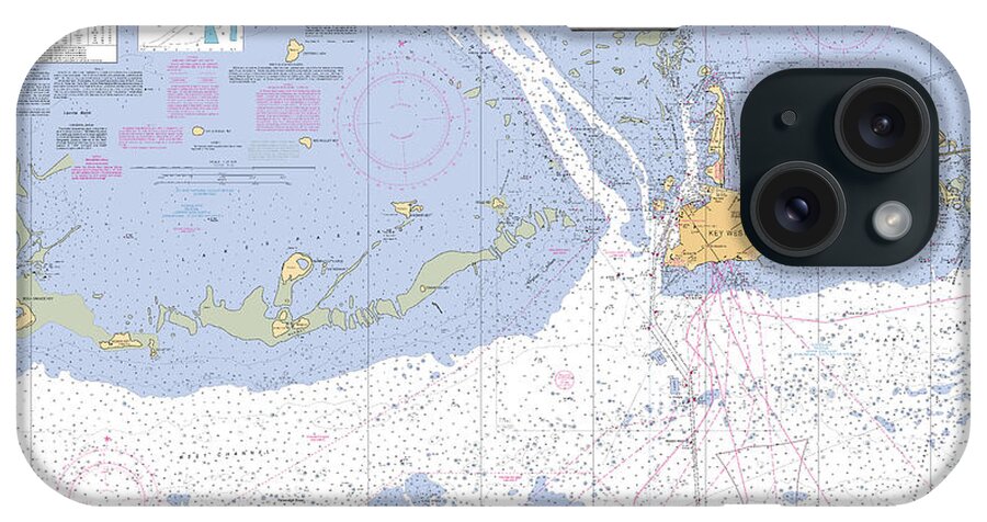 11441; Florida Keys iPhone Case featuring the digital art Key West Harbor and Approaches, NOAA chart 11441 by Nautical Chartworks