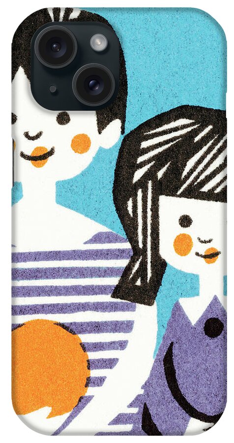 Adolescence iPhone Case featuring the drawing Kids with ball by CSA Images