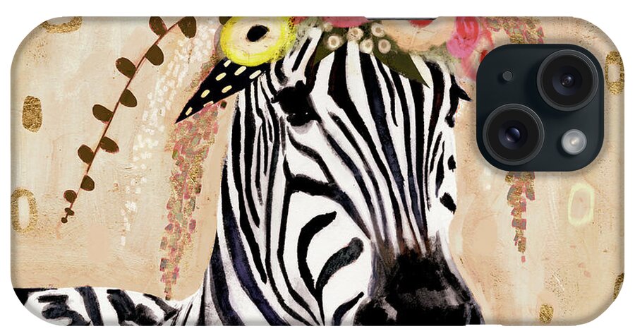 Animals iPhone Case featuring the painting Klimt Zebra I by Victoria Borges