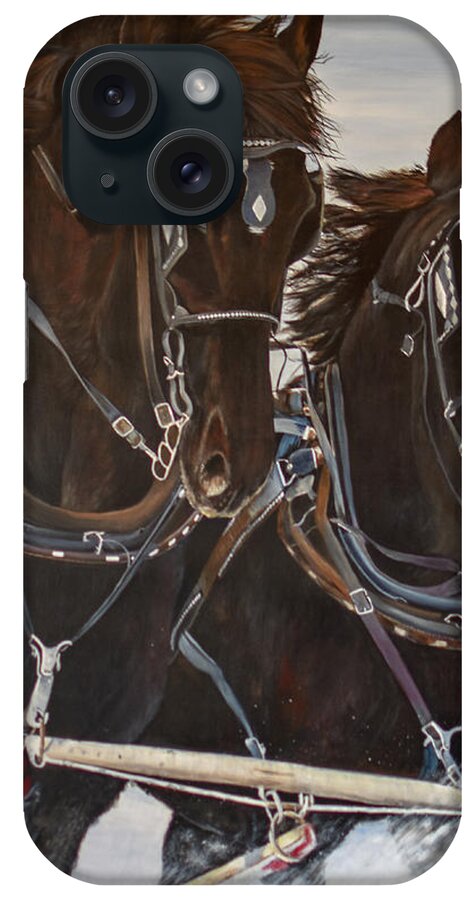 Equine iPhone Case featuring the painting Knights On Four by Marilyn McNish