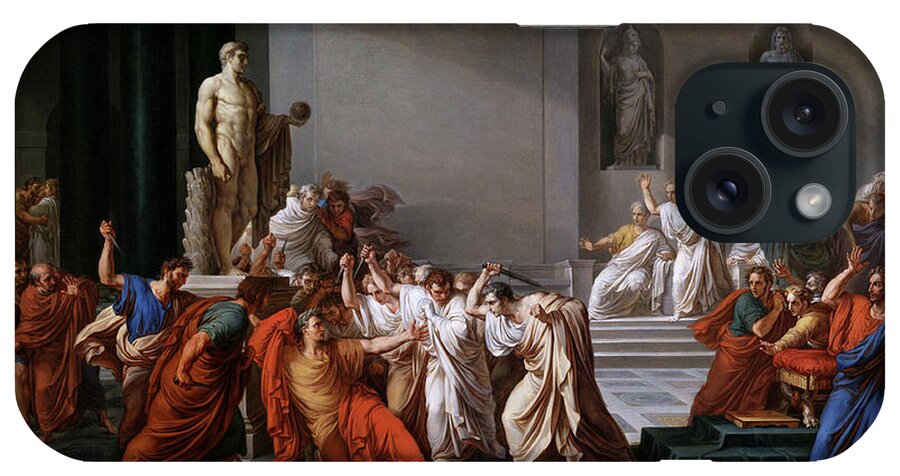 La Morte Di Cesare iPhone Case featuring the painting La morte di Cesare or The Assassination of Julius Caesar by Vincenzo Camuccini by Rolando Burbon