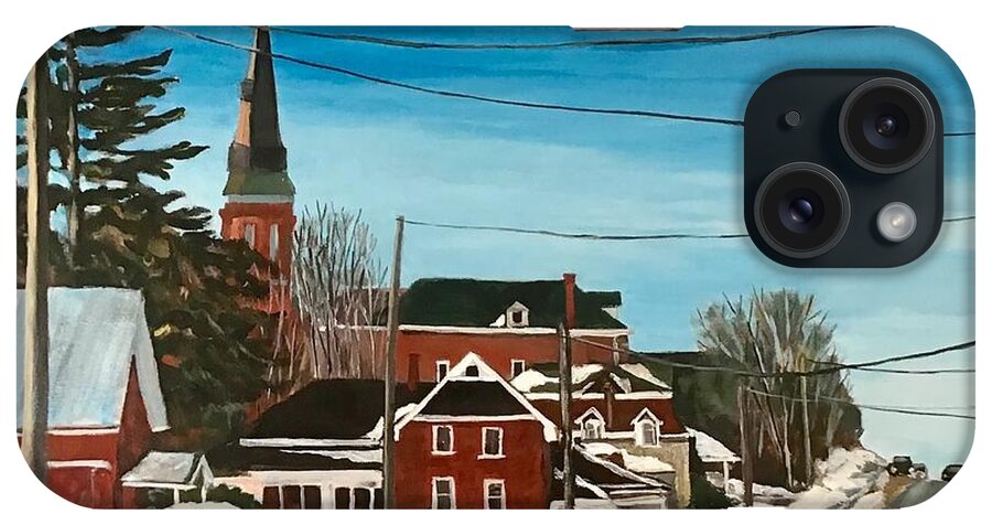 Rural iPhone Case featuring the painting Lafontaine Village by Cynthia Blair