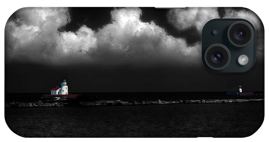Lighthouse iPhone Case featuring the digital art Lake Erie Port Of Entry Lighthouses by Dick Pratt