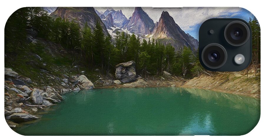 Lago Verde iPhone Case featuring the digital art Lake Verde in the Alps II by Jon Glaser