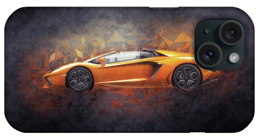 Lamborghini Aventador iPhone Case featuring the digital art Lamborghini Aventador by Airpower Art