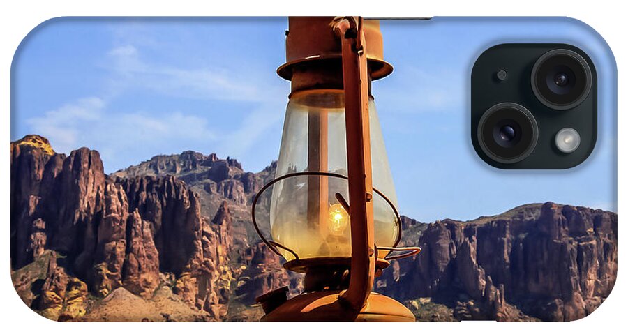 Apache Trail iPhone Case featuring the photograph Lantern over Superstitions by Dawn Richards