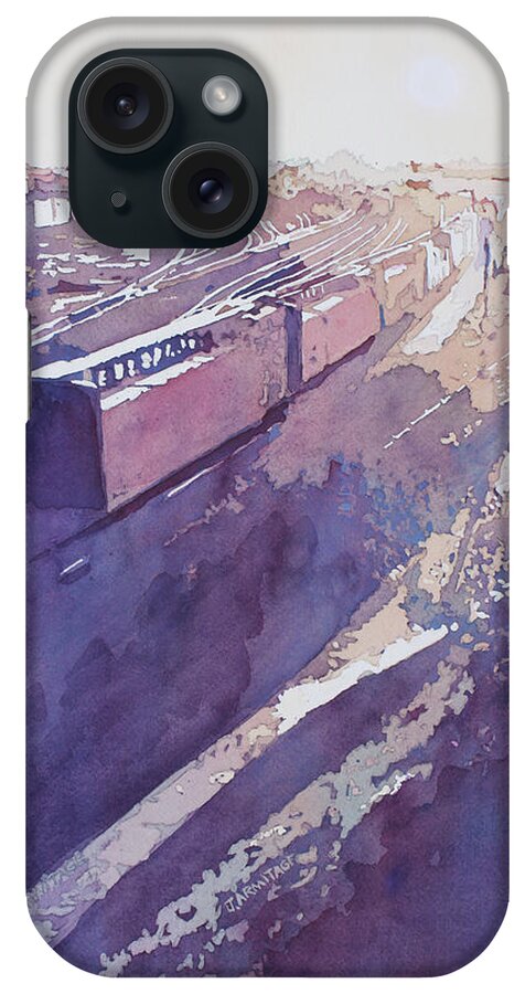 Trains iPhone Case featuring the painting Late Afternoon Freight by Jenny Armitage