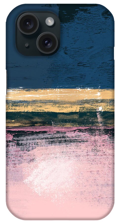 Abstract iPhone Case featuring the painting Lavender and Dark Blue Abstract Study by Naxart Studio
