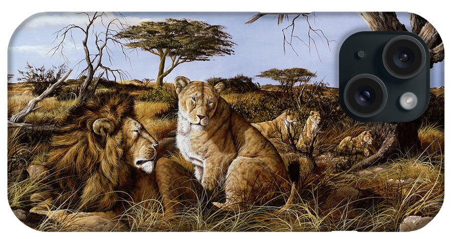 Lion iPhone Case featuring the painting Lazy In The Grass by Trevor V. Swanson