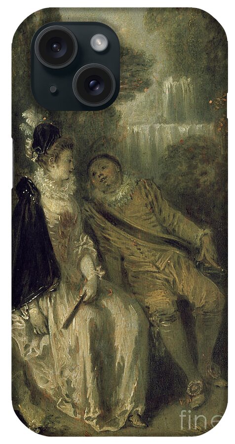 Fountain iPhone Case featuring the painting Le Repos Gracieux, Circa 1713 Oil On Panel By Jean Antoine Watteau by Jean Antoine Watteau