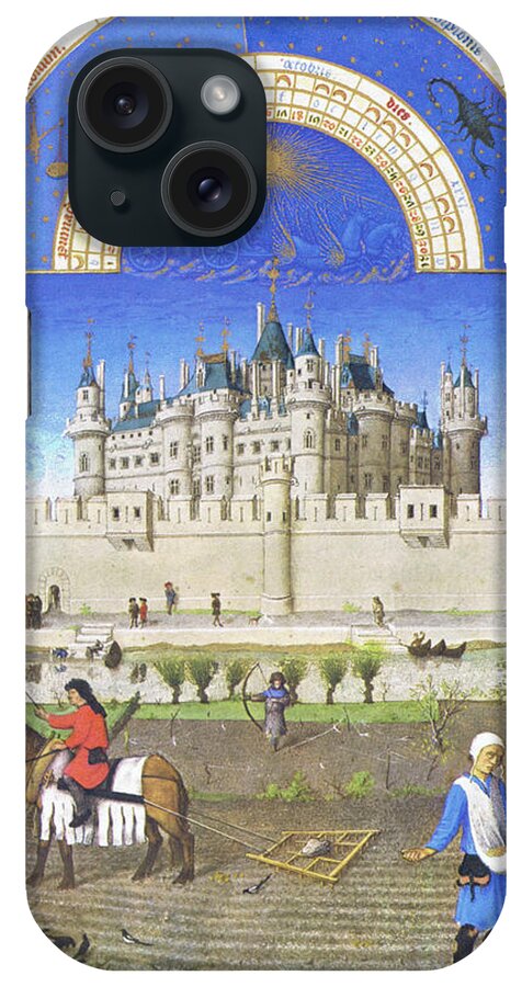 Middle Ages iPhone Case featuring the painting Le Tres riches heures du Duc de Berry - October by Limbourg brothers