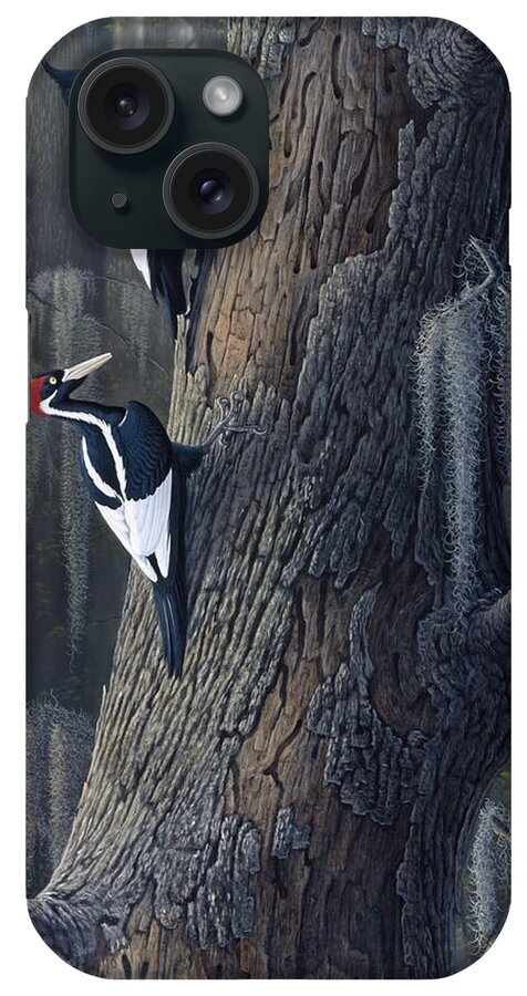 Ivory Billed Woodpeckers iPhone Case featuring the painting Legends Of The Pearl by Wilhelm Goebel