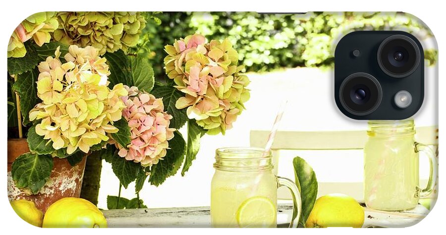 Ip_12294728 iPhone Case featuring the photograph Lemonade On A Garden Table by Dee's Kche