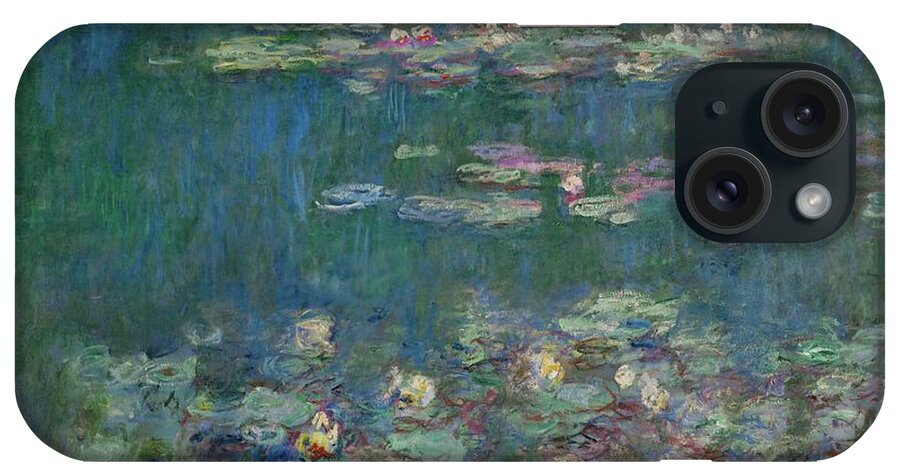 Claude Monet iPhone Case featuring the painting Les Nympheas, green reflections-water lillies, green reflections. Canvas. Inv. 20102. by Claude Monet -1840-1926-