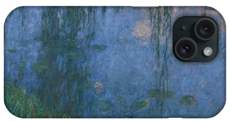 Claude Monet iPhone Case featuring the painting Les Nympheas, les Saules-water lillies and willows. Oil on canvas Inv. 20104. by Claude Monet -1840-1926-