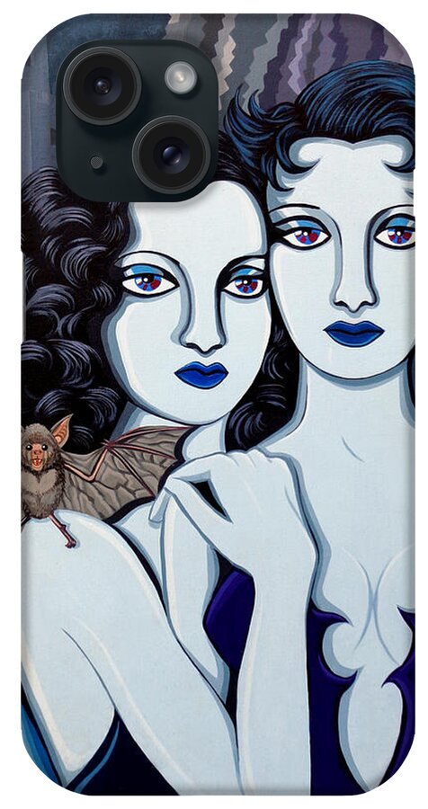 Gothic iPhone Case featuring the painting Les Vamperes Bleu by Tara Hutton