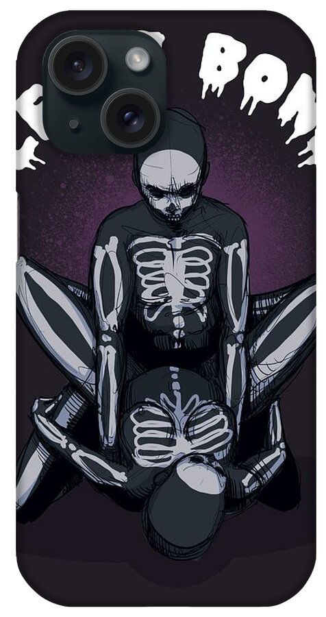 Skeleton iPhone Case featuring the drawing Let's Bone by Ludwig Van Bacon