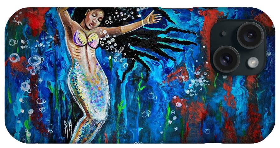 Mermaid iPhone Case featuring the painting Lifes Strong Currents by Artist RiA