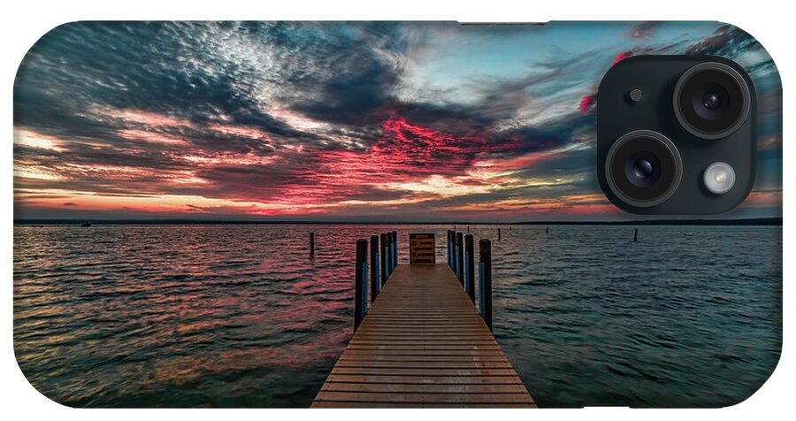 Clouds iPhone Case featuring the photograph Light show at the pier by Joe Holley