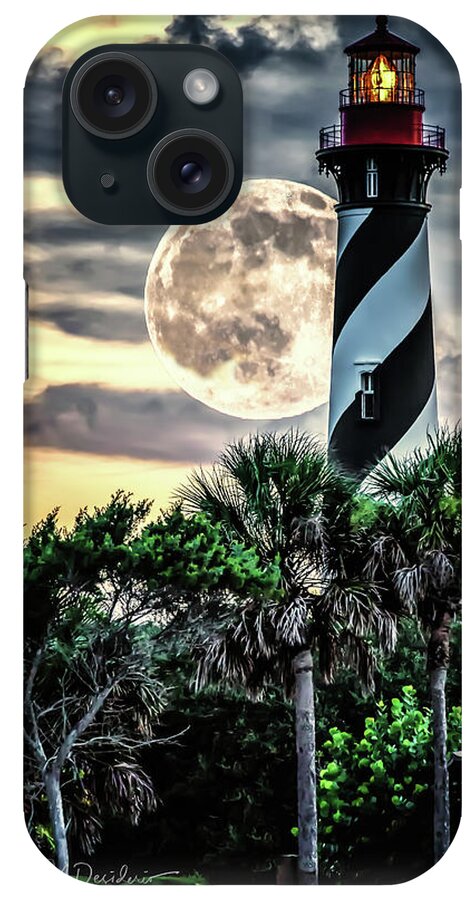 St Augustine iPhone Case featuring the photograph Lighthouse Moon by Joseph Desiderio