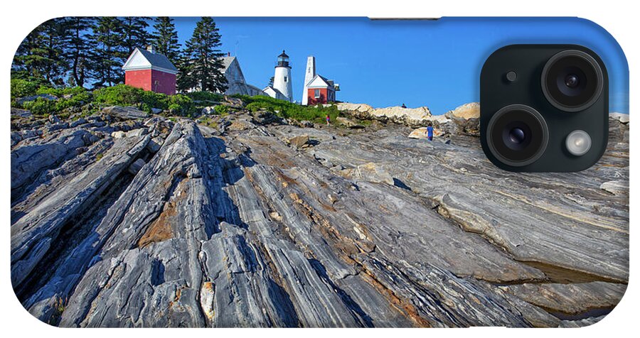 Estock iPhone Case featuring the digital art Lighthouse, Pemaquid, Maine by Claudia Uripos