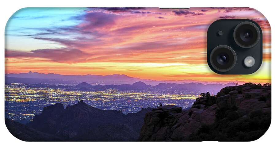 Tucson iPhone Case featuring the photograph Lights of Tucson at Sunset by Chance Kafka