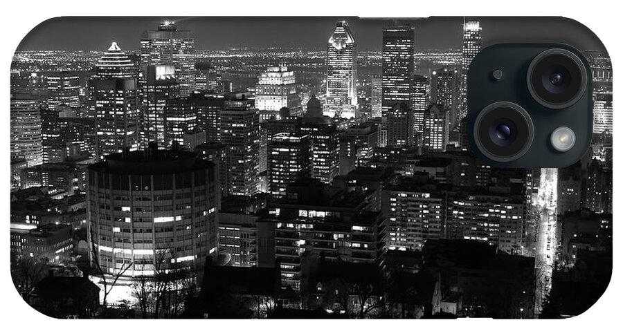 Downtown District iPhone Case featuring the photograph Lights On Montreal City At Night by Buzbuzzer