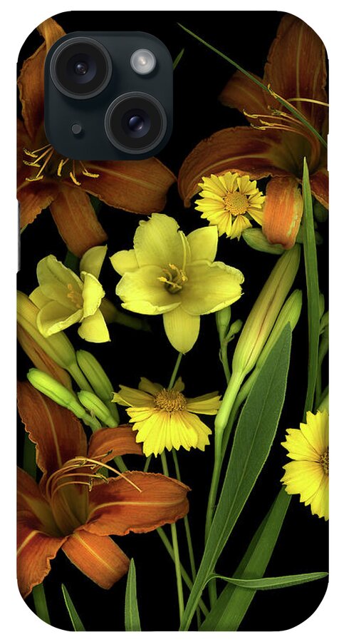 Lilies And Coreopsis iPhone Case featuring the painting Lilies & Coreopsis by Susan S. Barmon